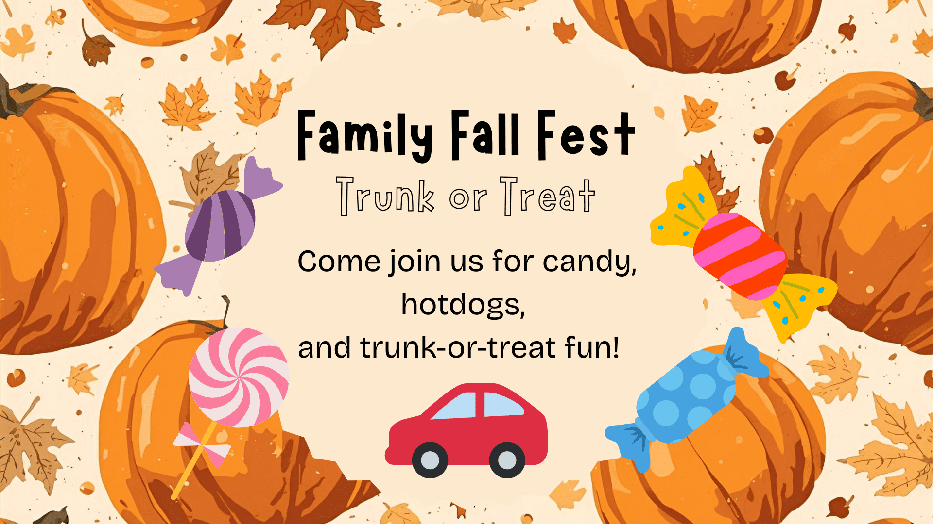 Family Fall Fest Trunk or Treat Event Flyer