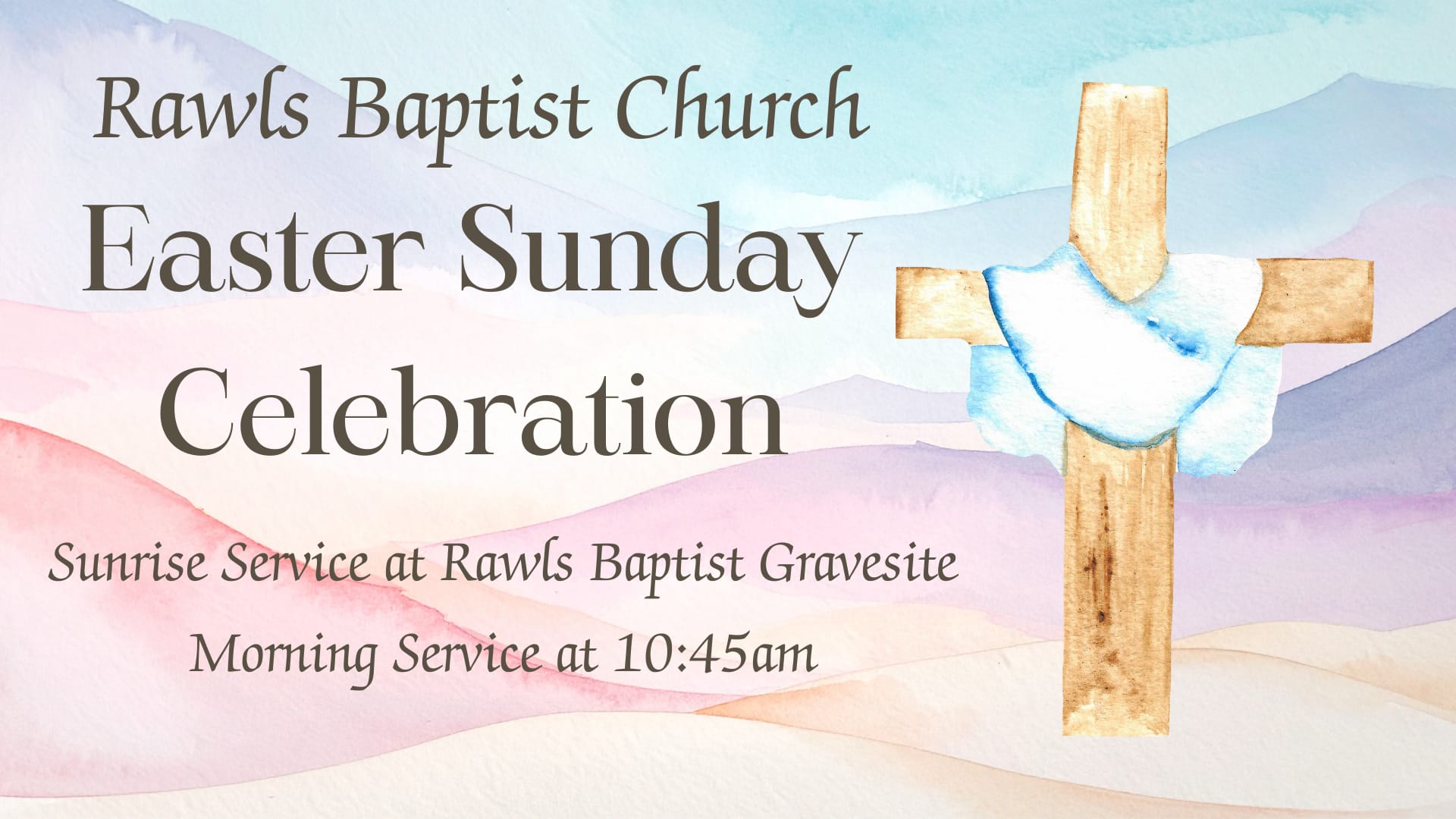 Rawls Easter Sunday Celebration Banner colorful with a cross