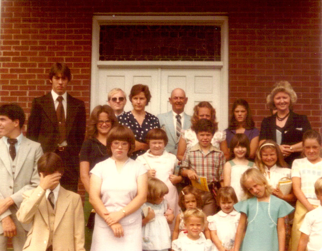 Children and teachers during Vacation Bible School at Rawls Baptist Church in Fuquay-Varina, NC, August 1981, reflecting the church’s long-standing commitment to Christian education.