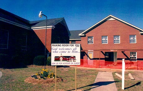 Making Room for You, 2005 Sign displayed in front of Rawls Baptist Church reading “Making Room for You – God welcomes all who come to Him,” representing the 2005 building expansion campaign.
