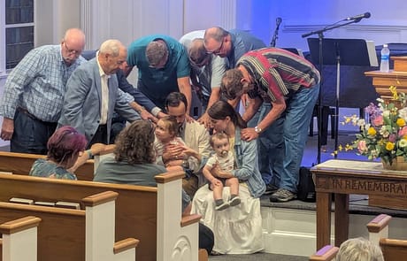 rawls_revival_2 Rawls Baptist Church Revival Preachers and Deacons Praying for Pastor Brandon and family