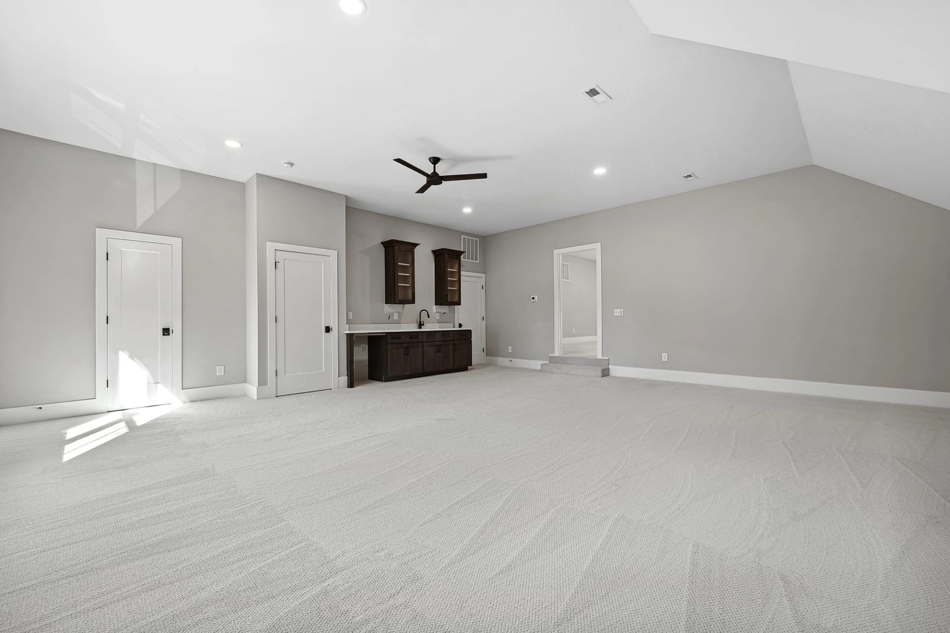 Master bedroom interior of a custom home in Holly Springs, North Carolina