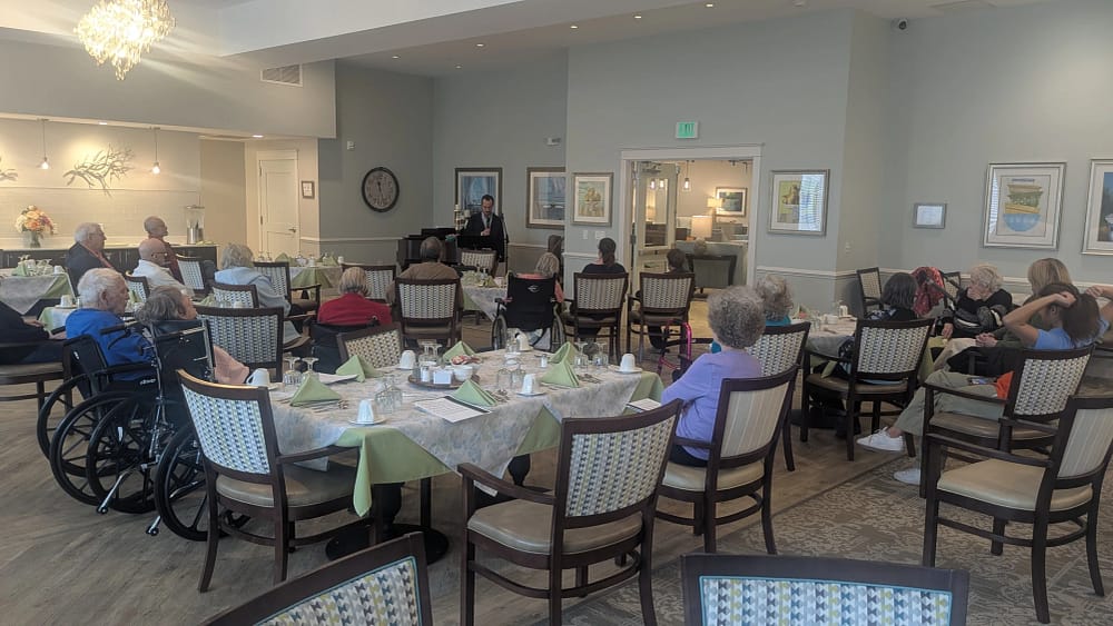 Susanna and Pastor Brandon filling in for Donnie at Calyx Senior Living