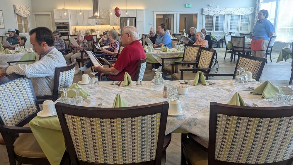 Calyx Living Facilities Bible Study sponsored by Rawls Baptist Church in the main dining area