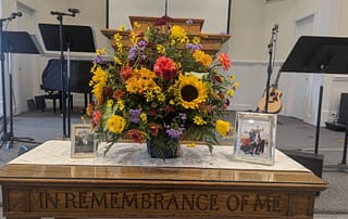sunday_service_flowers Flowers and dedication to Priscilla's Husband