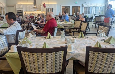 calyx_new05 Calyx Living Facilities Bible Study sponsored by Rawls Baptist Church in the main dining area