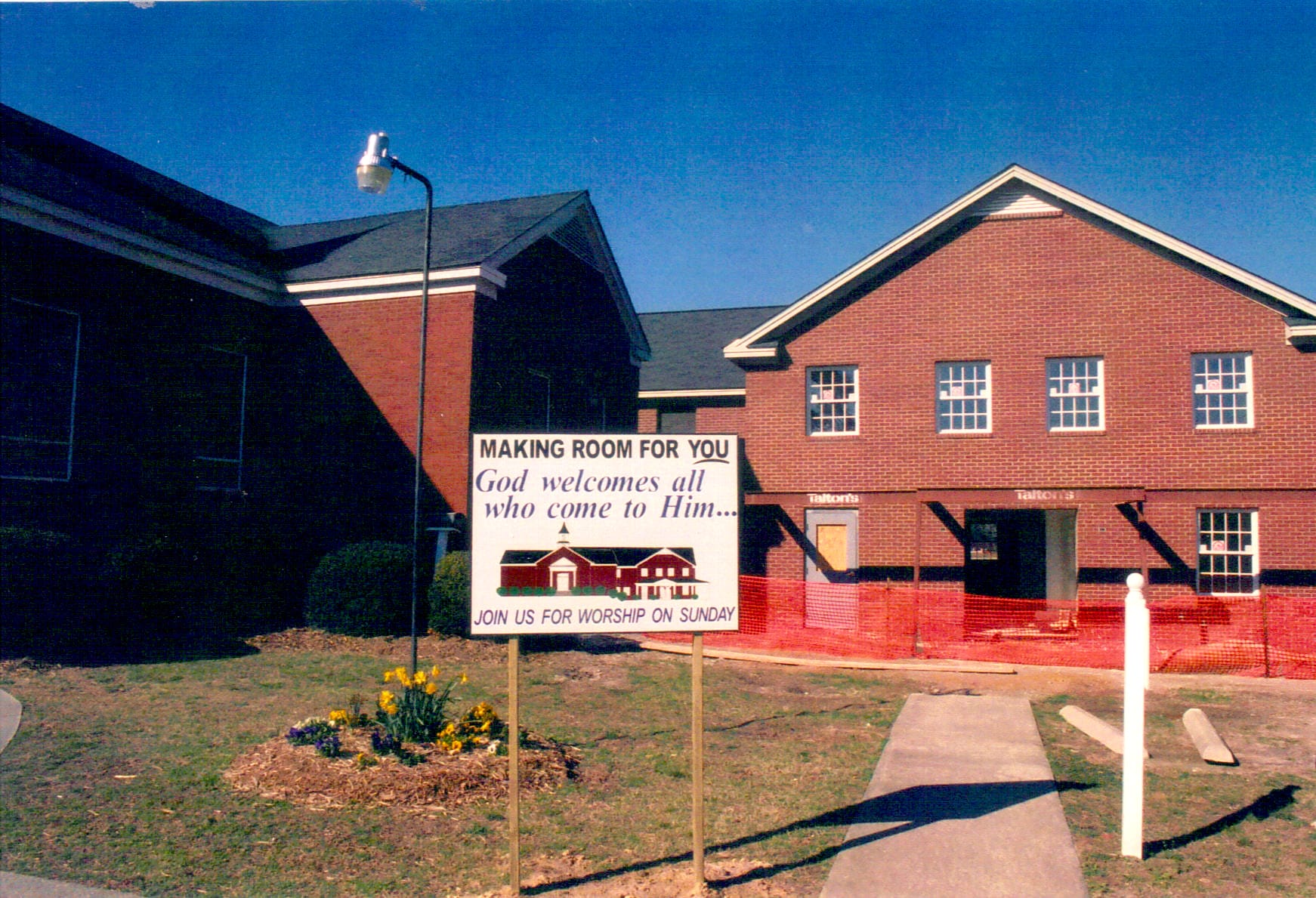 Making Room for You, 2005 Sign displayed in front of Rawls Baptist Church reading “Making Room for You – God welcomes all who come to Him,”