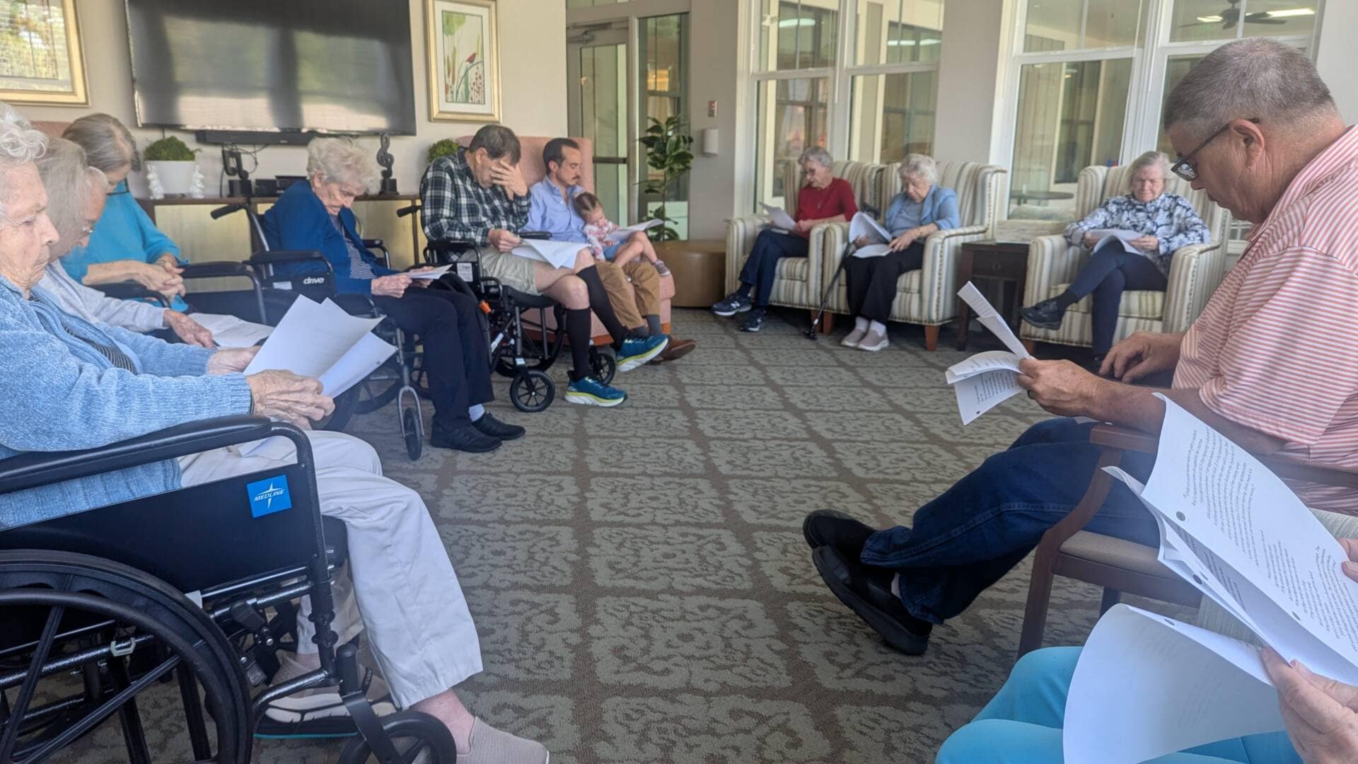 Church member leading a Bible study group at Rawls Baptist Church ministry outreach