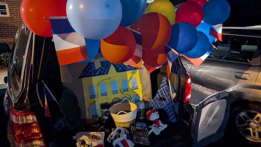 Rawls Baptist Church Trunk or Treat Decorated Trunk French Building with Balloons