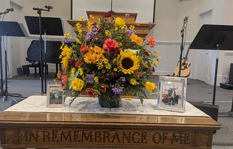 sunday_service_flowers Flowers and dedication to Priscilla's Husband
