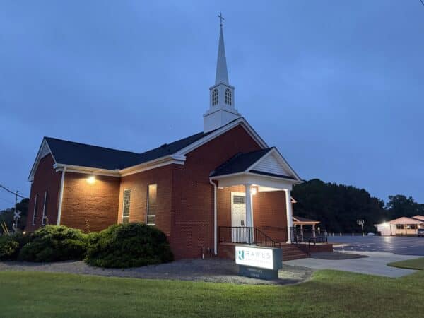Rawls Baptist Church in Evening